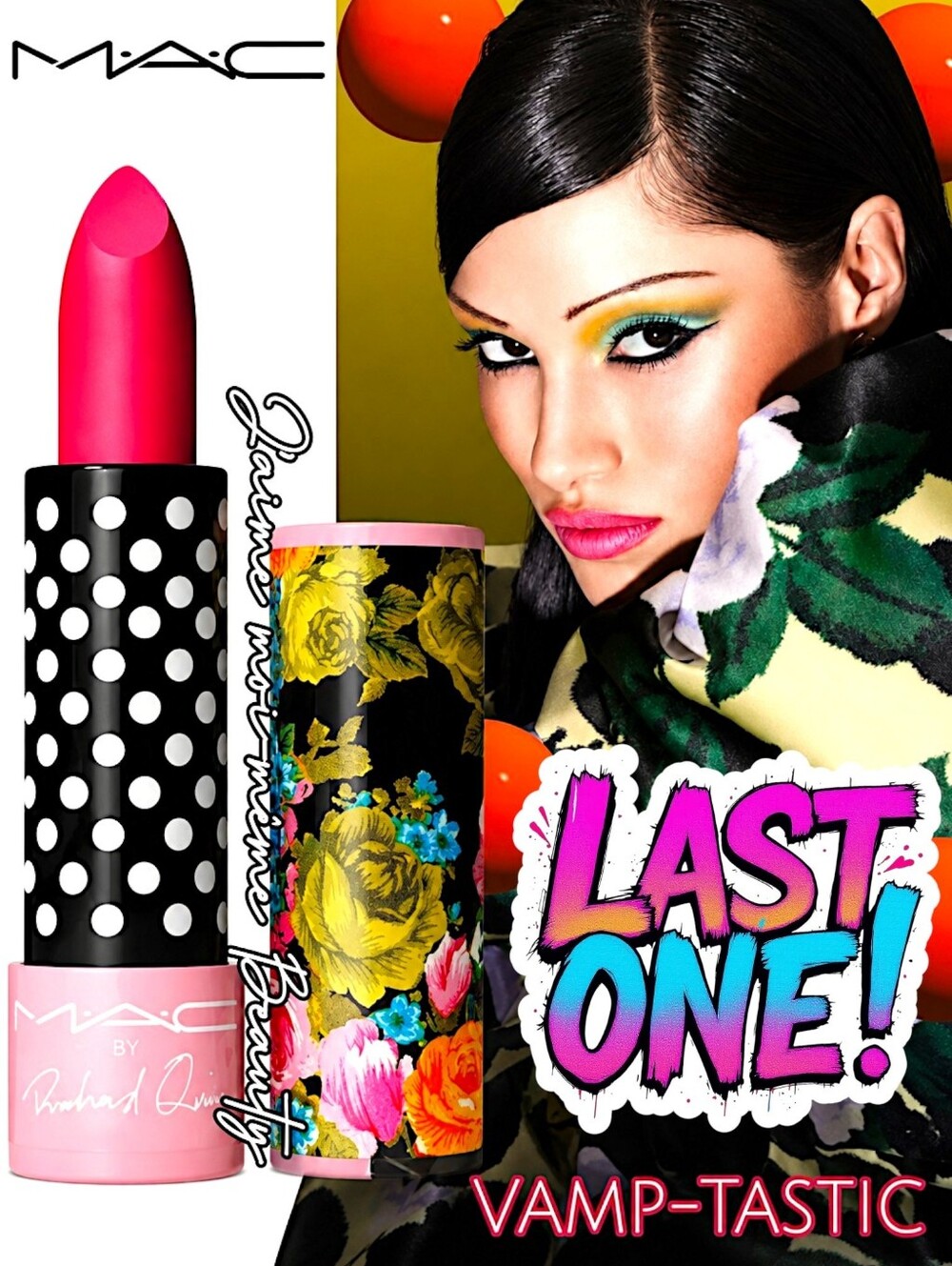 MAC Limited Edition Richard Quinn Lipstick in Vamp-Tastic - Firery Pink Red